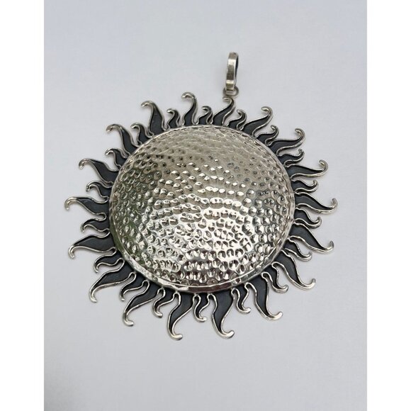 Independent Jewelry - 925 Sterling Silver Handcrafted hammered statement SUN pendant